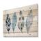 Designart - Blue Boho Feathers I - Bohemian & Eclectic Print on Natural Pine Wood